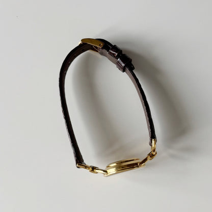 Gucci 1990s Gold Dial Horsebit Gold-Plated Watch