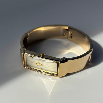 Yves Saint Laurent 1990s Rectangular Dial Gold Plated Watch