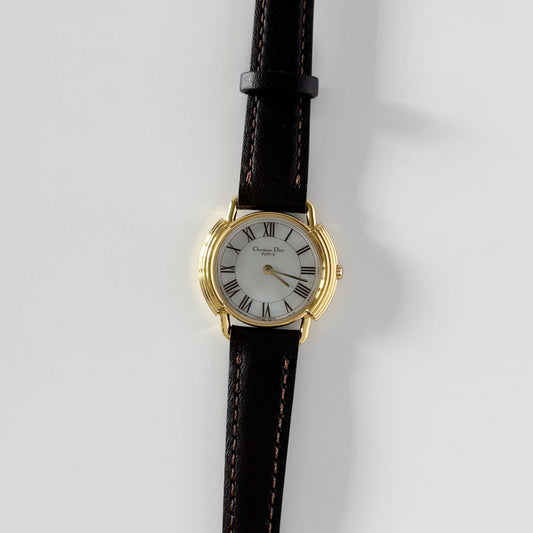 Dior 1990s Seashell Dial Gold Plated Watch