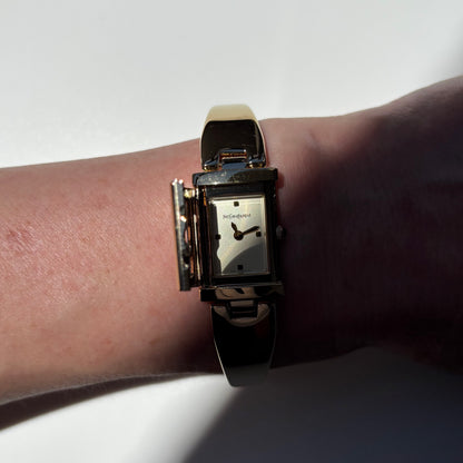 Yves Saint Laurent 1990s Peek-A-Boo Gold Plated Bangle Watch