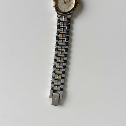 Yves Saint Laurent 1990s Round Dial Two Tone Gold Plated Watch