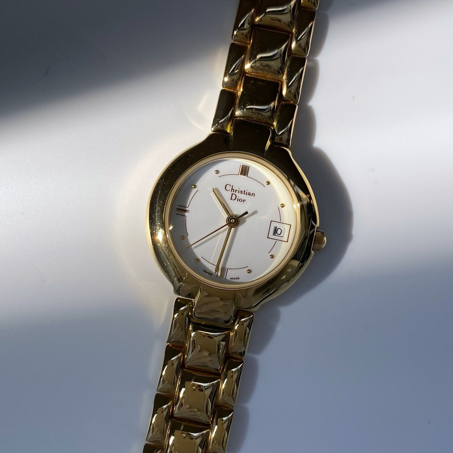 Dior 1990s Gold Plated Round Watch