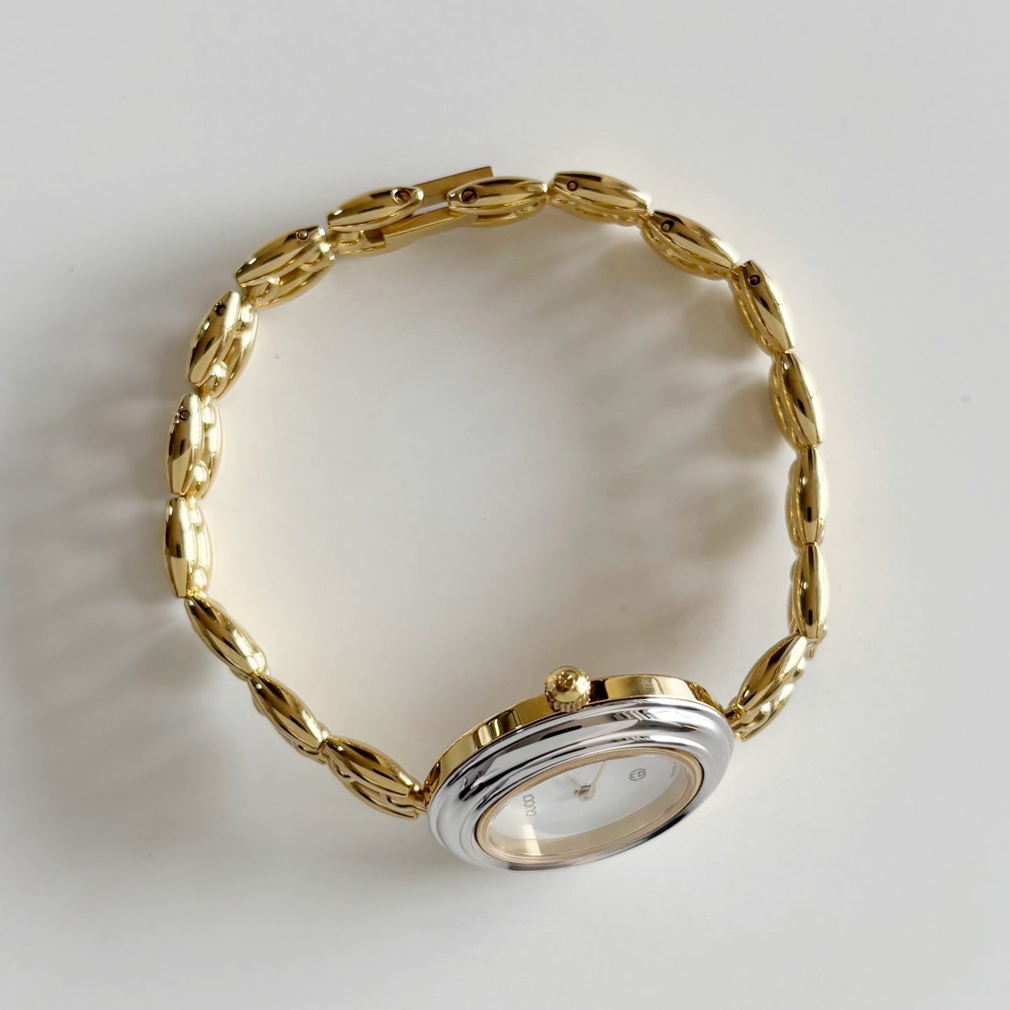 Gucci 1990s Interchangeable Bezel Gold Plated Rice Chain Watch with 6 bezels, case (160mm)