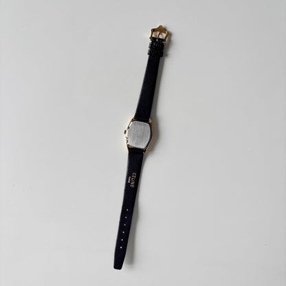 Celine 1980s Black Dial Gold Plated Watch