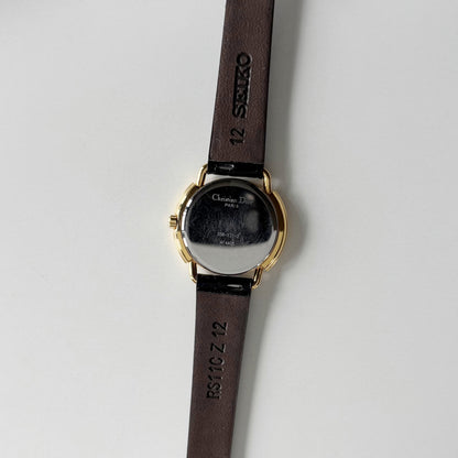 Dior 1990s Round Dial Gold Plated Watch