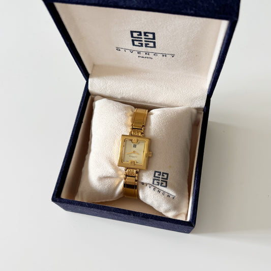 Givenchy 1990s Square Gold Plated Watch