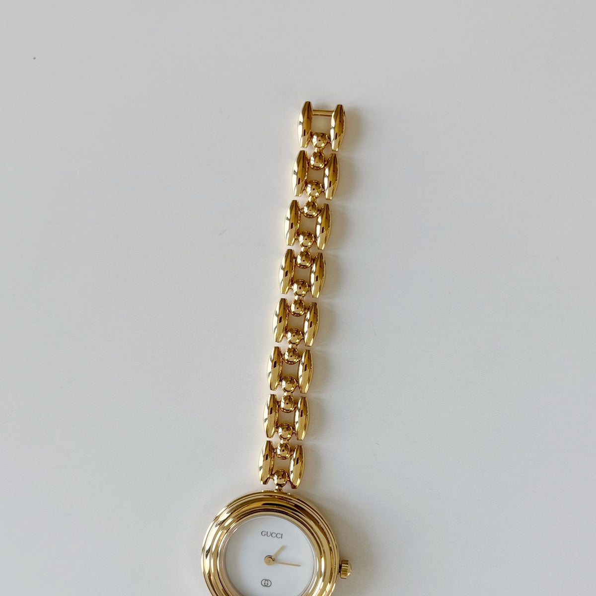 Gucci 1990s Interchangeable Bezel Gold Plated Rice Chain Watch with 6 bezels, case (160mm)