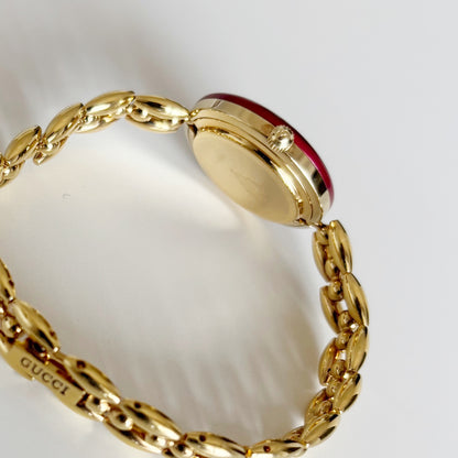 Gucci 1990s Interchangeable Bezel Gold Plated Rice Chain Watch (165mm)