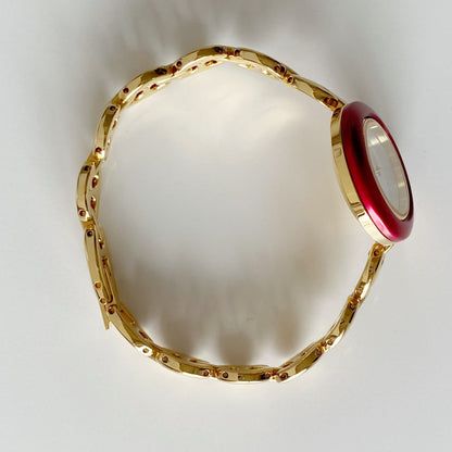 Gucci 1990s Interchangeable Bezel Gold Plated Watch with 6 bezels, case (166mm)
