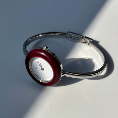 Gucci 1990s Interchangeable Bezel Stainless steel Bangle Watch with 12 bezels, case