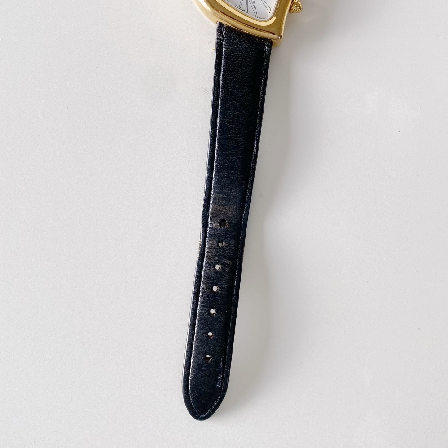 Yves Saint Laurent 1990s Heart Shaped Gold Plated Black Watch