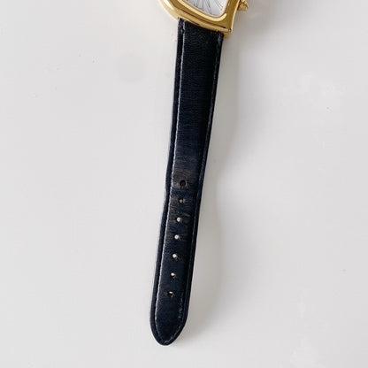 Yves Saint Laurent 1990s Heart Shaped Gold Plated Black Watch