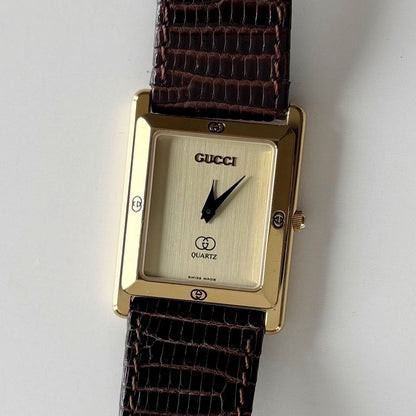 Gucci 1980s Tank Gold Plated Watch (Large)