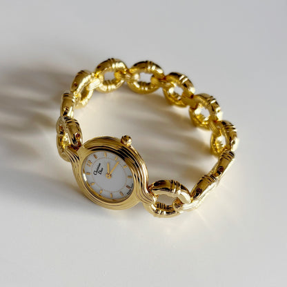 Dior 1990s Round Dial Gold Plated Watch