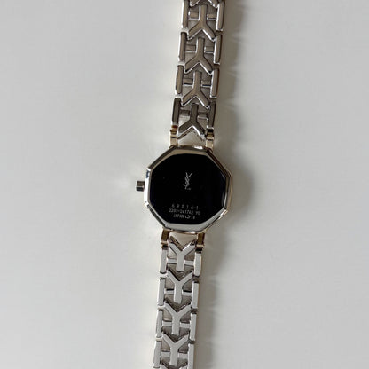 Yves Saint Laurent 1990s Octagon Gold Plated Two Tone Watch