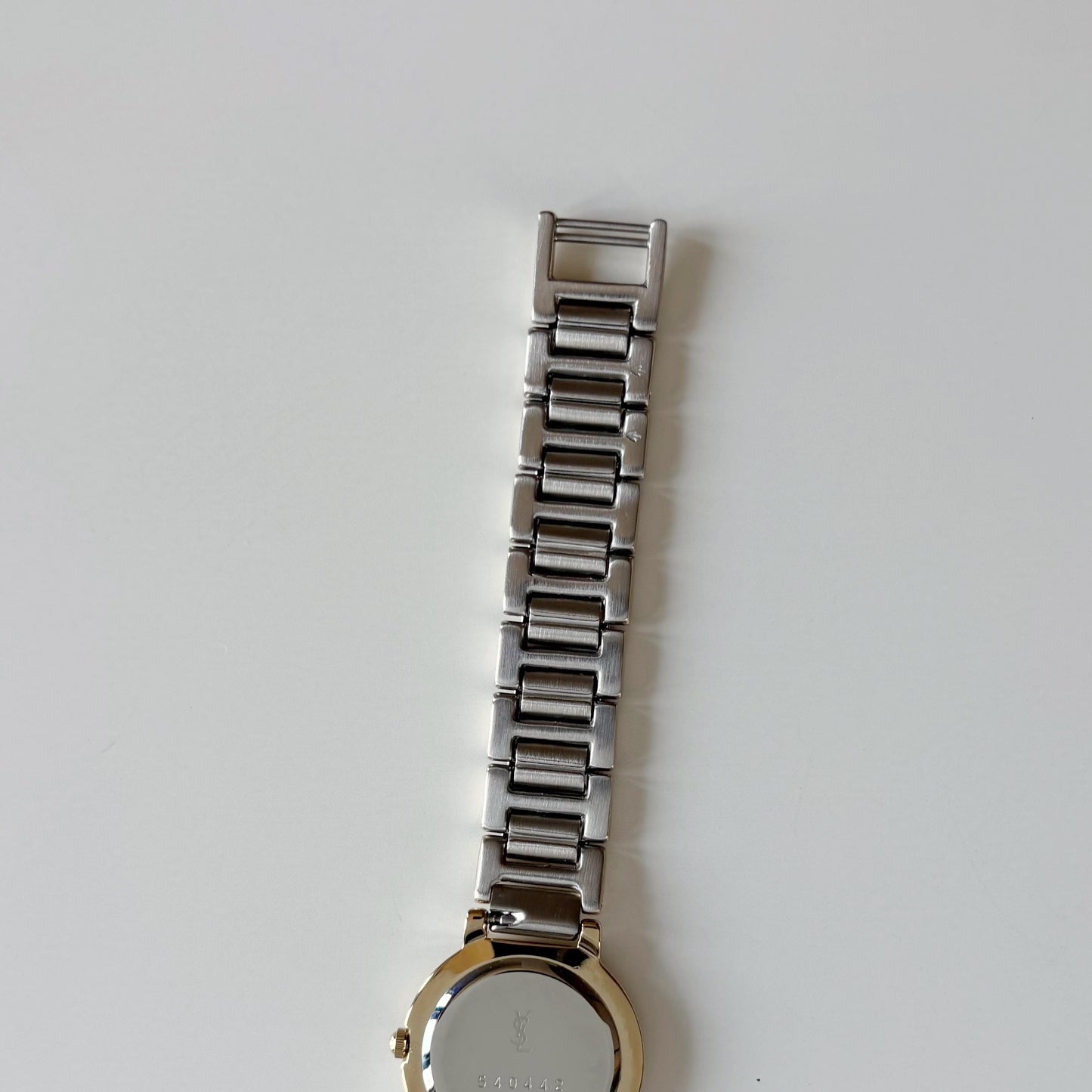 Yves Saint Laurent 1990s Navy Round Dial Two Tone Gold Plated Watch