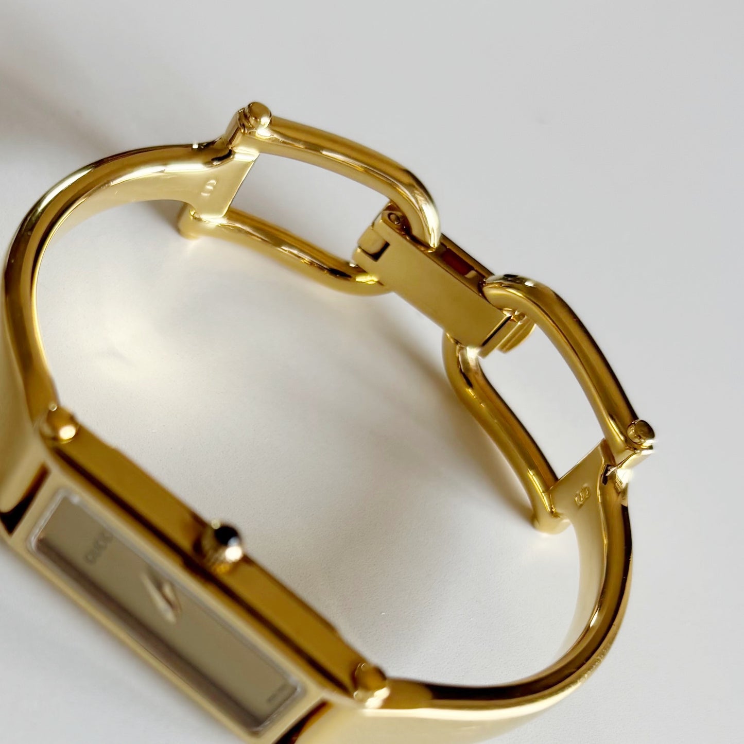 Gucci 1990s Gold Dial Gold Plated Bangle Watch (Small)