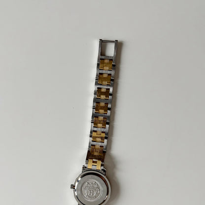 Hermes 1990s Clipper Round Dial Gold Plated Two Tone Watch