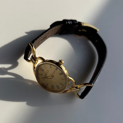Gucci 1990s Gold Dial Horsebit Gold Plated Watch