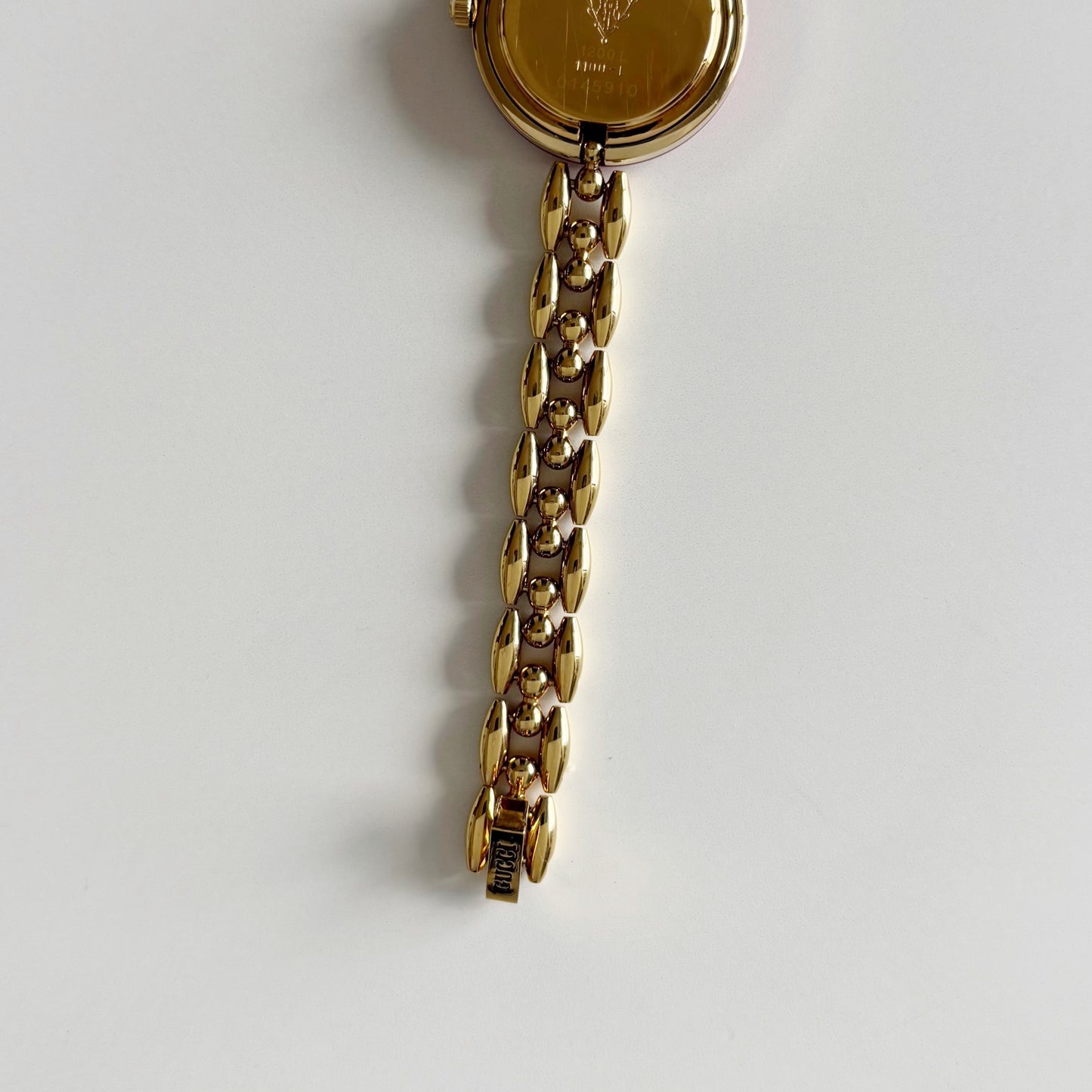 Gucci 1990s Interchangeable Bezel Gold Plated Rice Chain Watch (165mm)