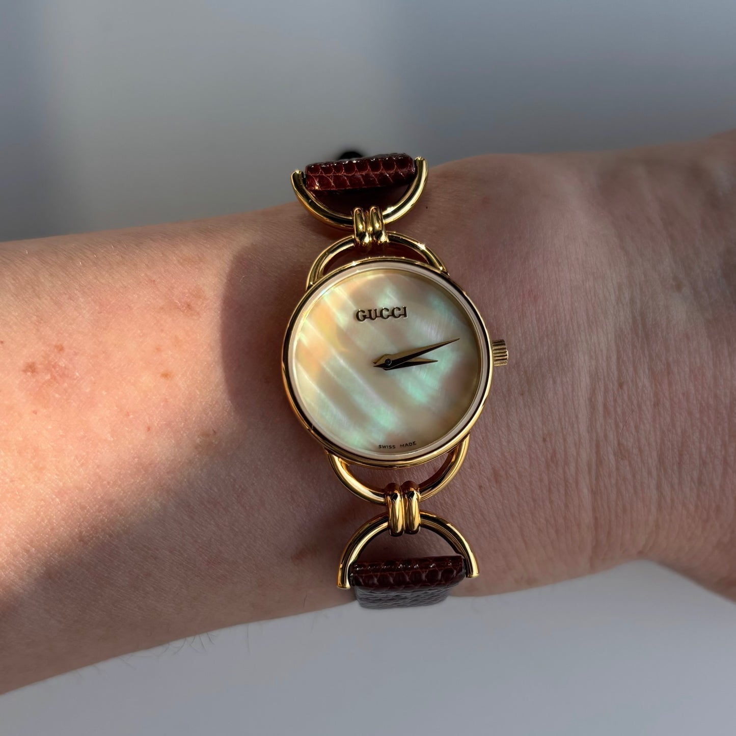 Gucci 1990s Seashell Dial Gold Plated Watch