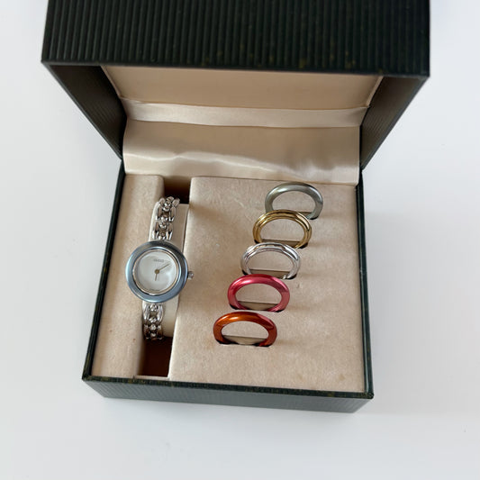 Gucci 1990s Interchangeable Bezel Stainless steel Watch with 6 bezels, case (160mm)