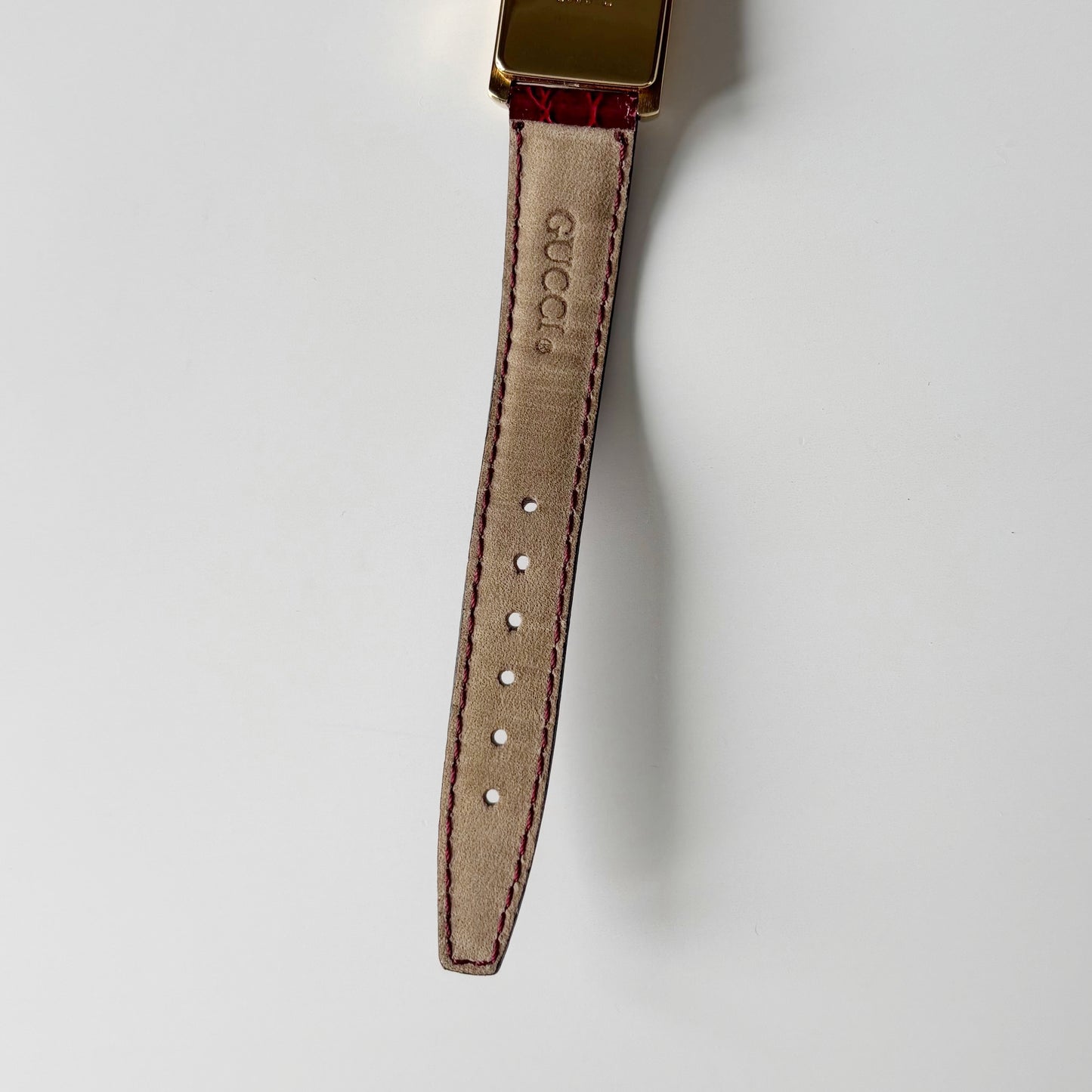 Gucci 1990s Red Tank Gold Plated Watch