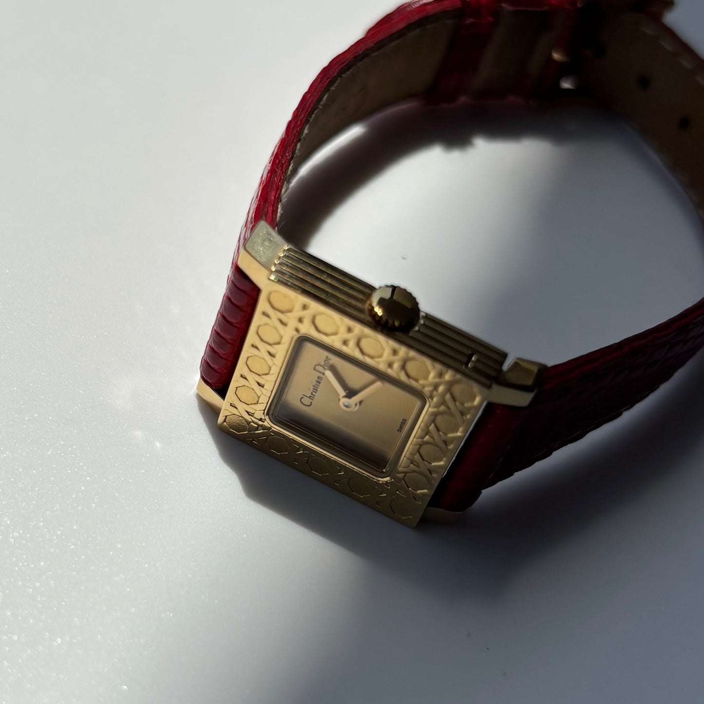 Dior 1990s Interchangeable Strap Gold Plated Watch with 4 straps, case