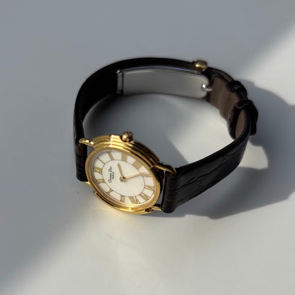 Dior 1990s Seashell Round Dial Gold Plated Watch