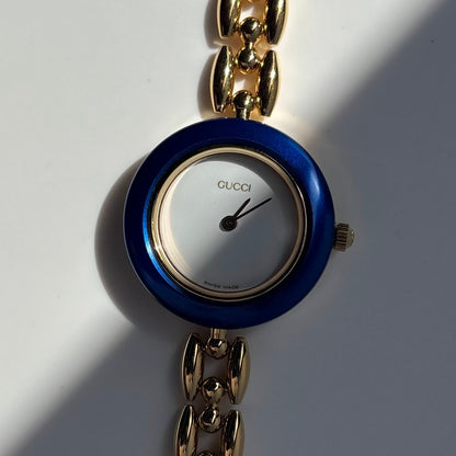 Gucci 1990s Interchangeable Bezel Gold Plated Rice Chain Watch with 6 bezels, case (172mm)