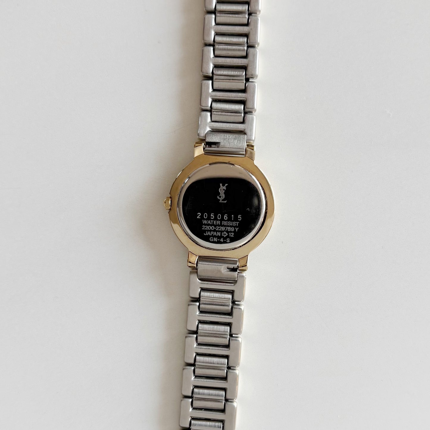 Yves Saint Laurent 1990s Round Dial Two Tone Gold Plated Watch