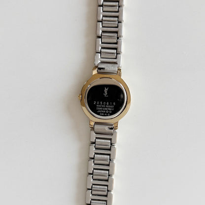 Yves Saint Laurent 1990s Round Dial Two Tone Gold Plated Watch