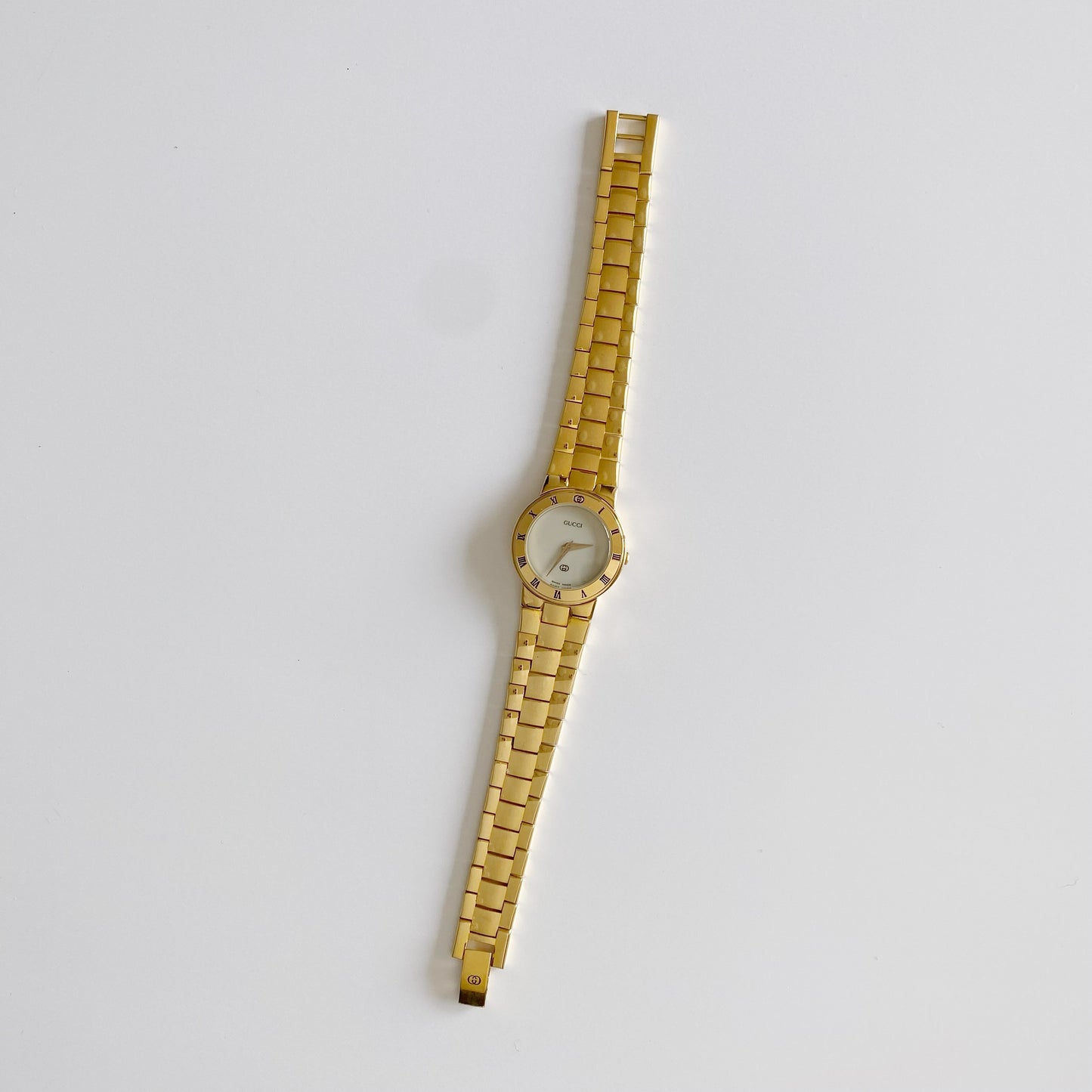 Gucci 1990s Gold Plated Round Watch