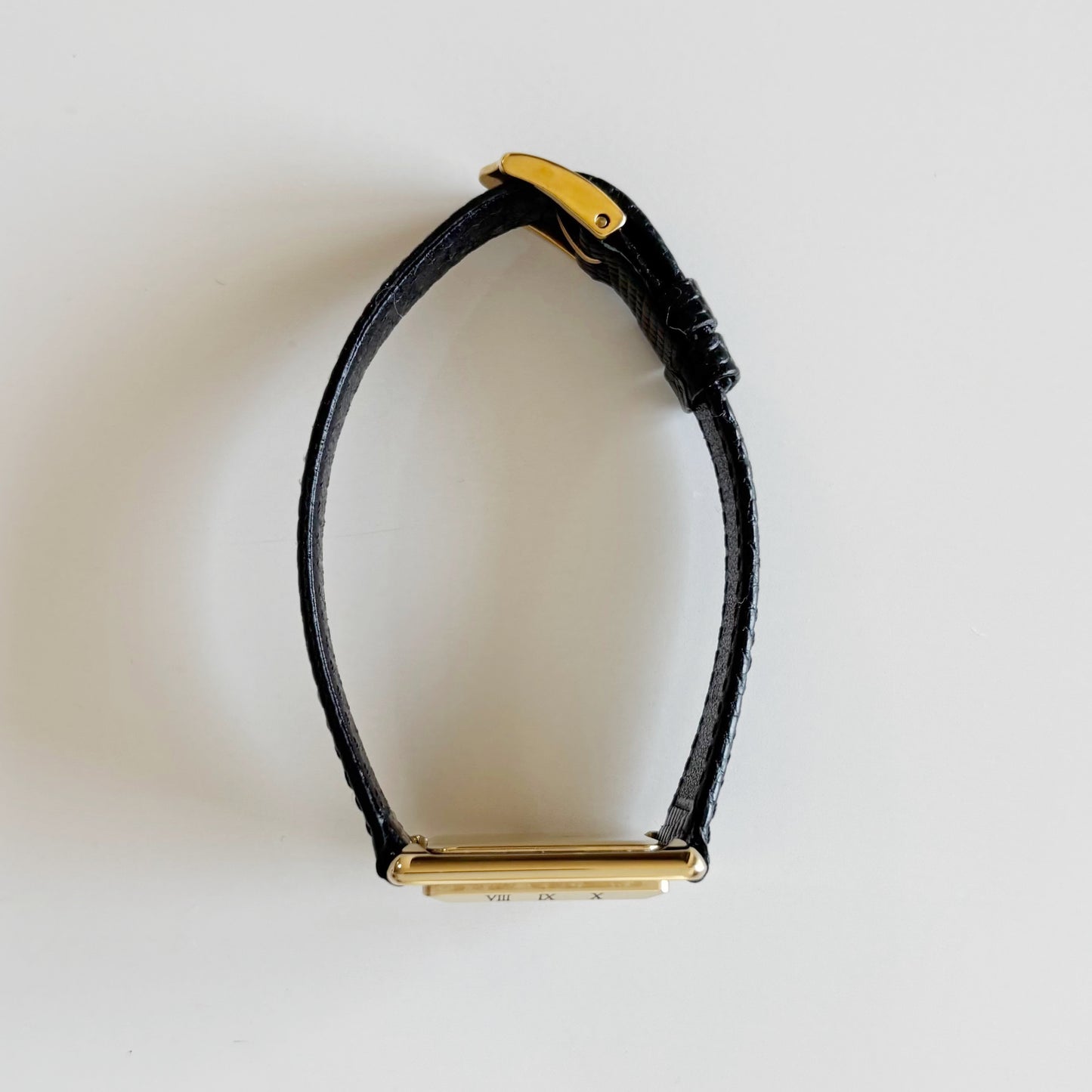 Gucci 1980s Black Dial Tank Gold Plated Watch