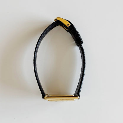 Gucci 1980s Black Dial Tank Gold Plated Watch