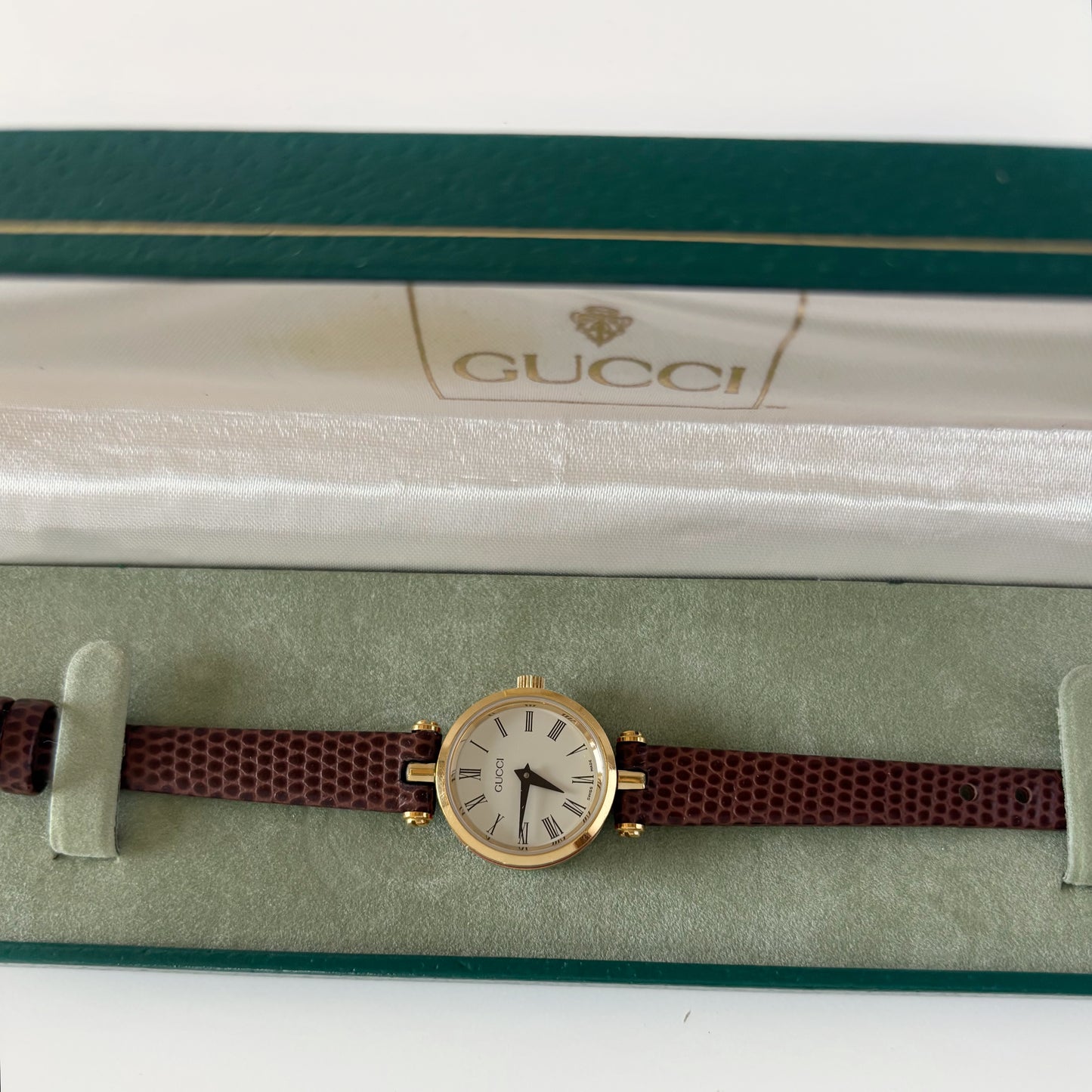 Gucci 1990s Round Dial Gold Plated Watch