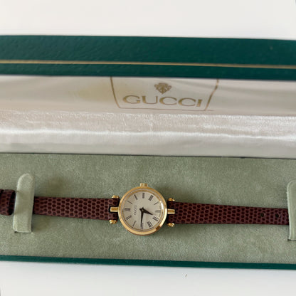 Gucci 1990s Round Dial Gold Plated Watch