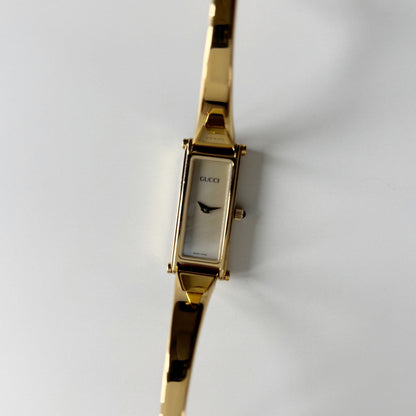 Gucci 1990s Seashell Dial Gold Plated Bangle Watch