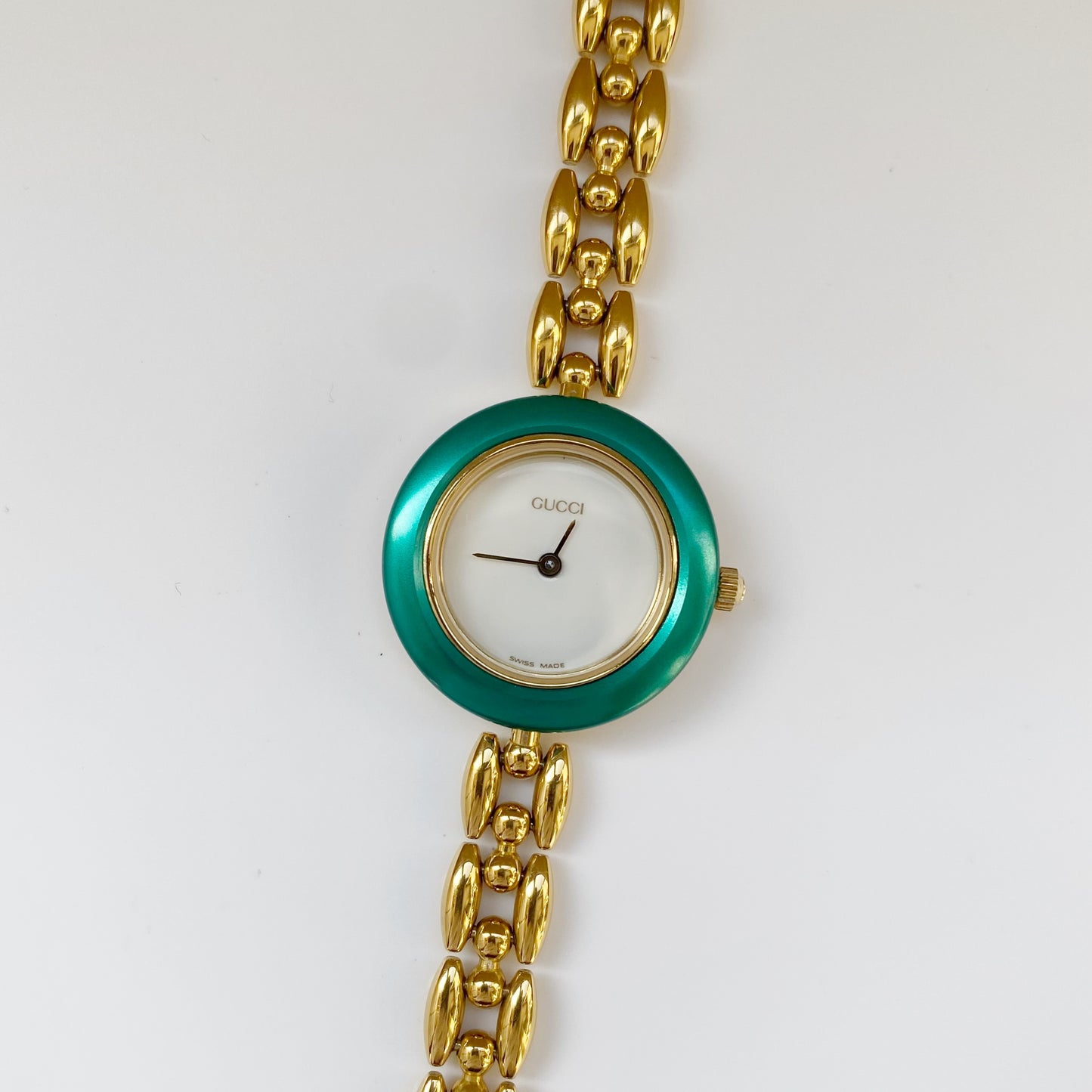 Gucci 1990s Interchangeable Bezel Gold Plated Watch with 6 bezels, case