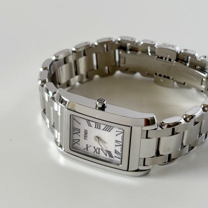 Fendi 1990s Seashell Dial Stainless steel Tank Watch
