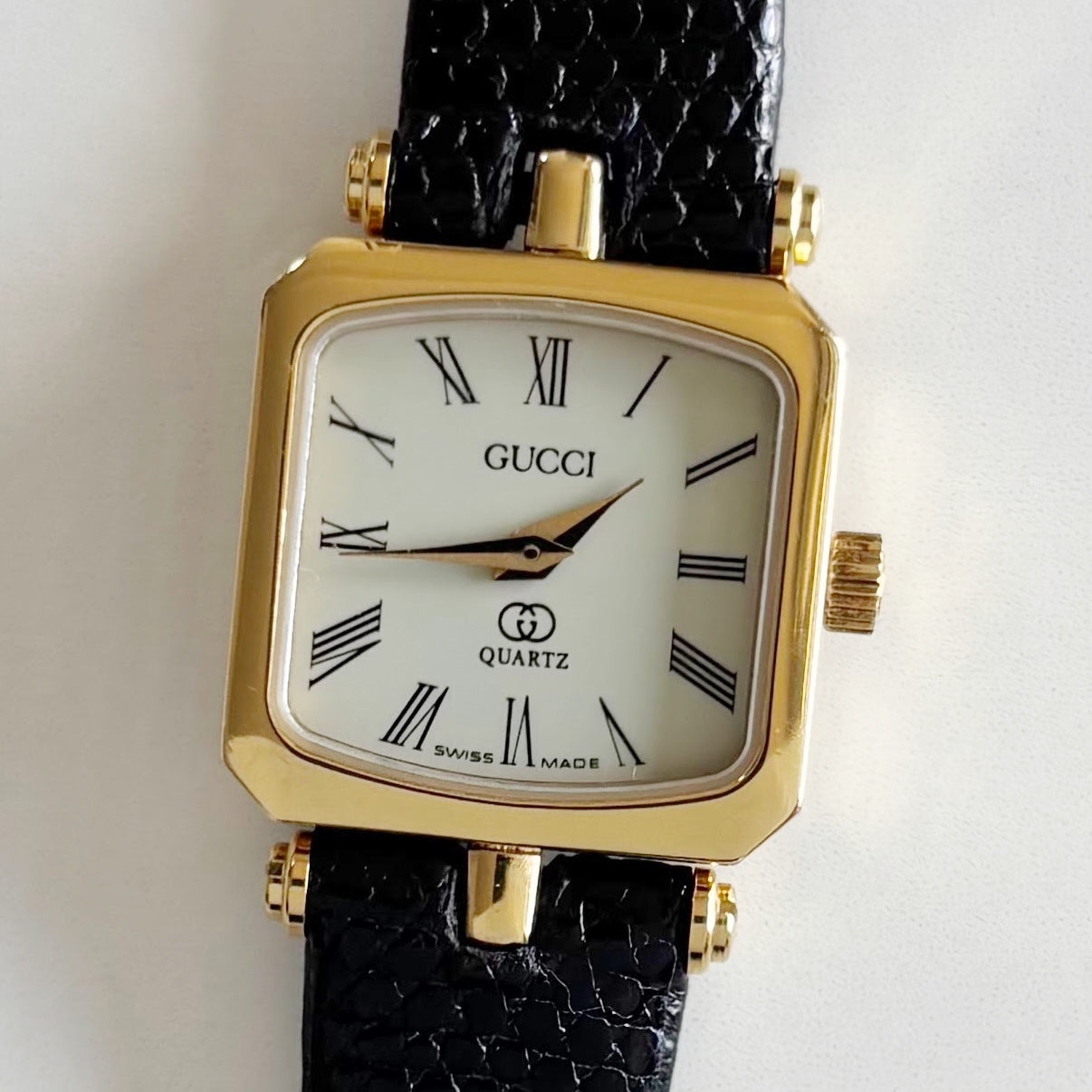 Gucci 1980s Square Dial Gold Plated Watch