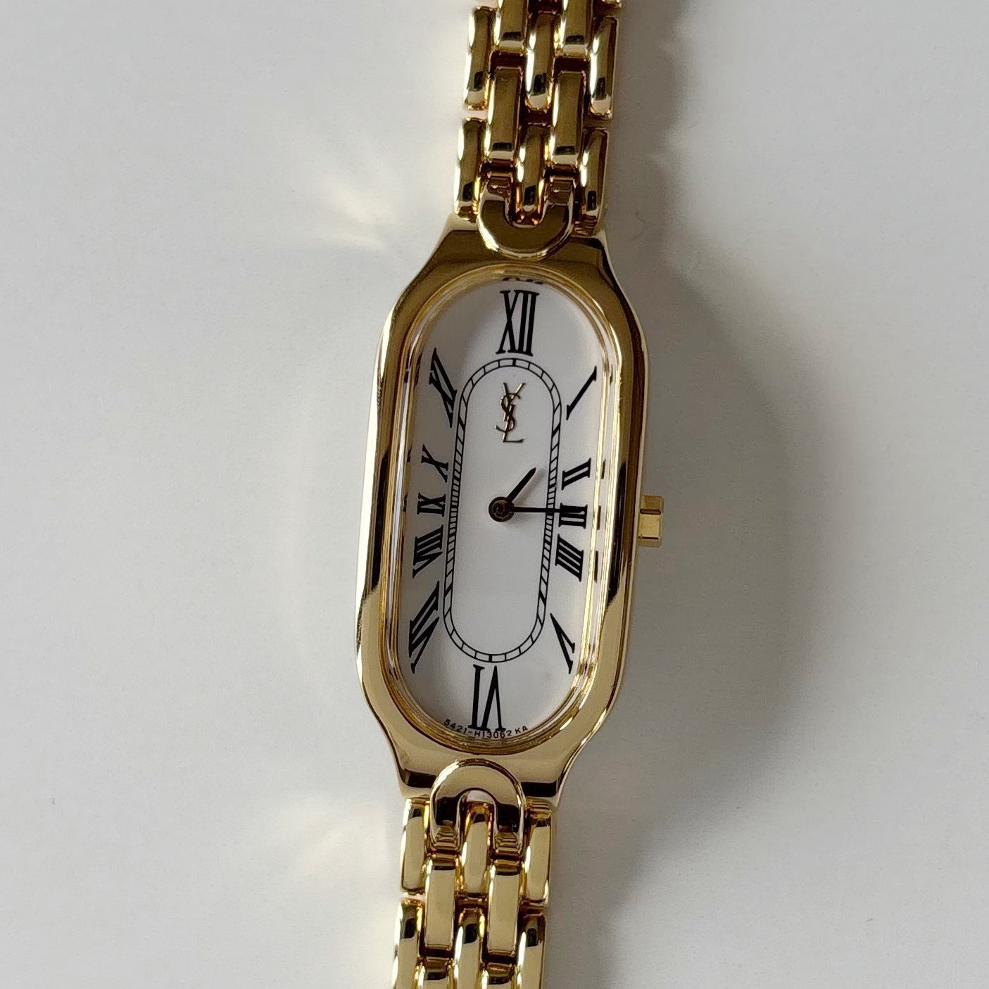 Yves Saint Laurent 1990s Oval Dial Gold Plated Watch