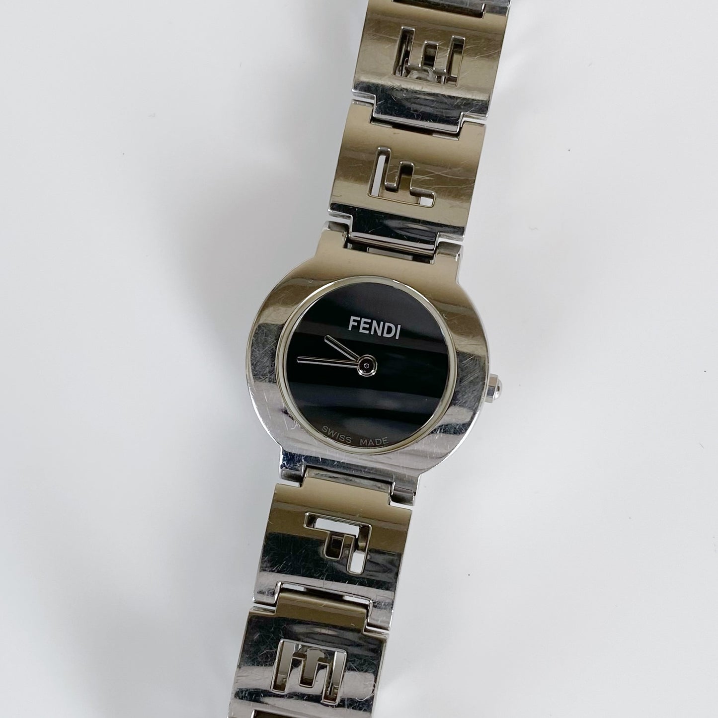 Fendi 1990s Black Dial Stainless steel Watch