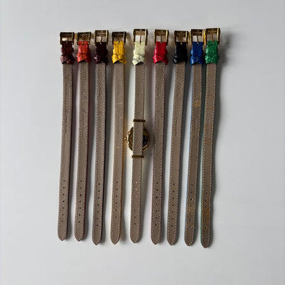 Fendi 1990s Interchangeable Strap Gold-Plated Watch with 9 Straps and Case