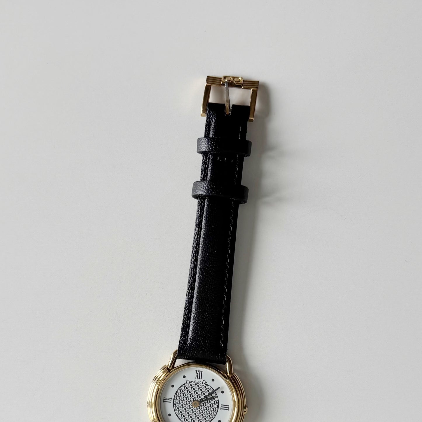 Dior 1990s DC Logo Round Dial Gold Plated Watch