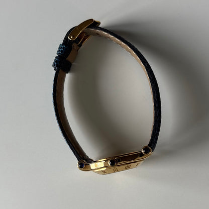 Gucci 1990s White Round Dial Gold-Plated Watch