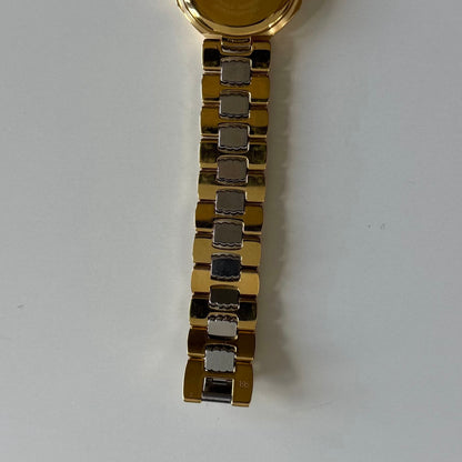 Dior 1990s Octagon Gold Dial Two-Tone Gold-Plated Watch