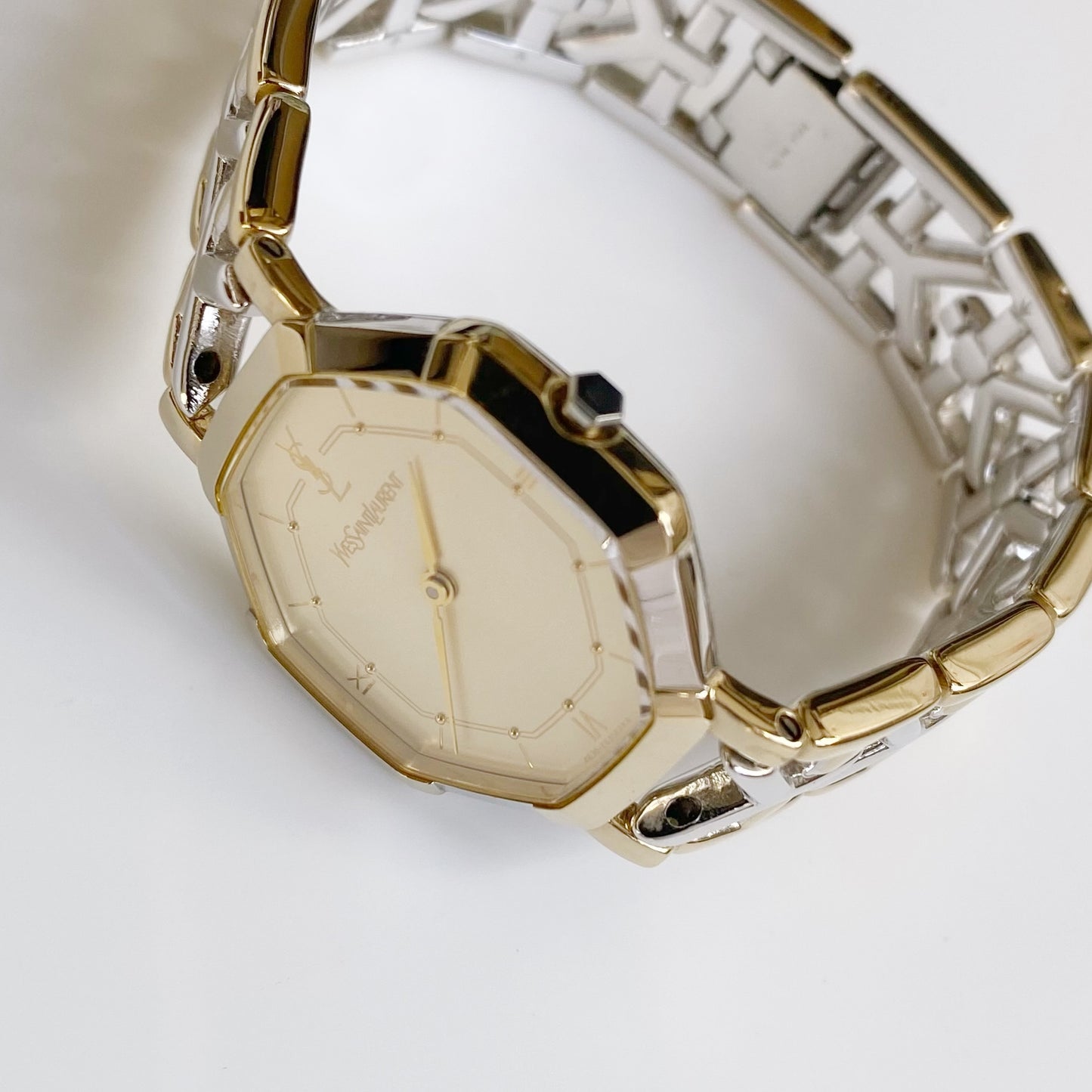 Yves Saint Laurent 1990s Octagon Two Tone Watch