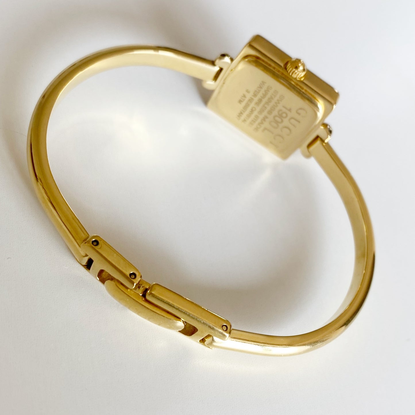 Gucci 1990s Square Dial Gold Plated Bangle Watch