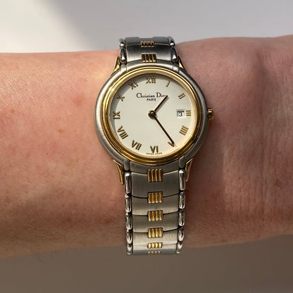 Dior 1990s Date Two Tone Watch